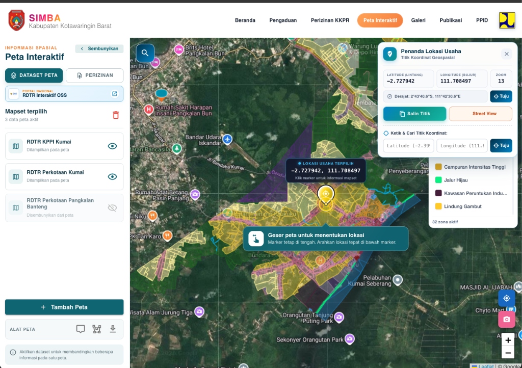 SIMBA Web GIS Kotawaringin Barat